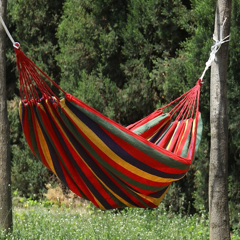 Tempat Tidur Gantung Kanvas Ayunan Pohon Jaring Kasur Gantung Taman Double Thick Canvas Hammock