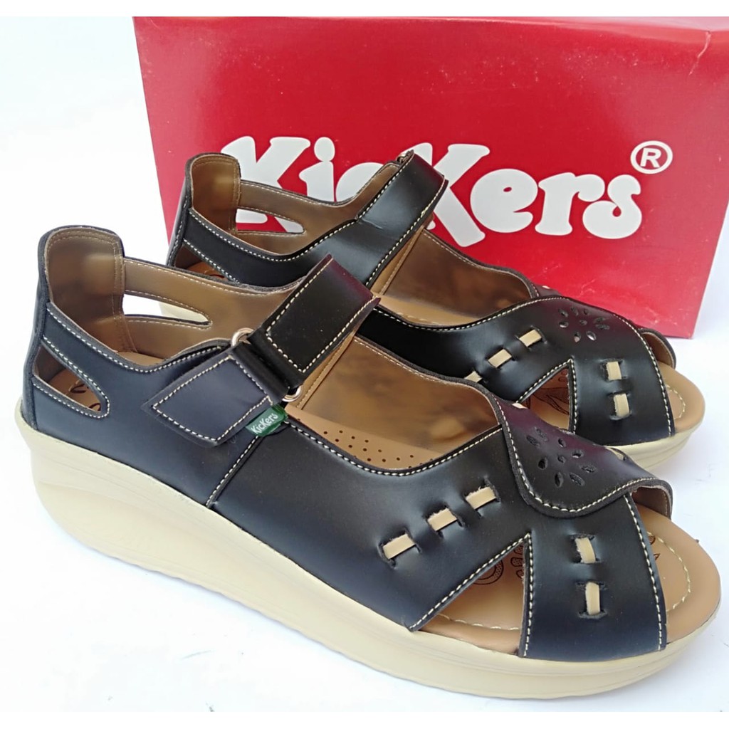 Sepatu sandal wanita wedges kickers original asli terbaru hak murah kekinian slip sandal pesta COD