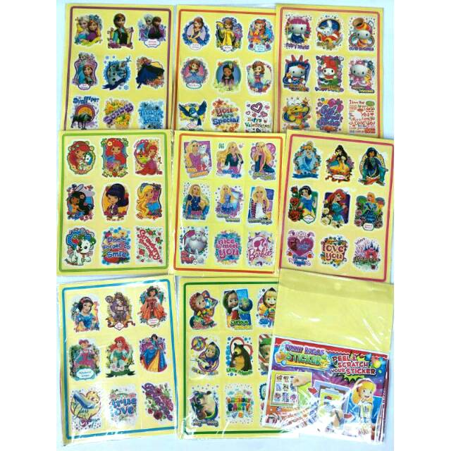 Mainan Stiker Gosok / Rugos Gambar Princess HK Frozen dkk Murah Lucu Mainan Anak Jadul