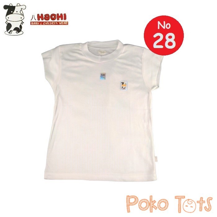 Hachi Kaos Oblong Putih Ukuran 28 Tangan Pendek Bayi dan Anak Polos