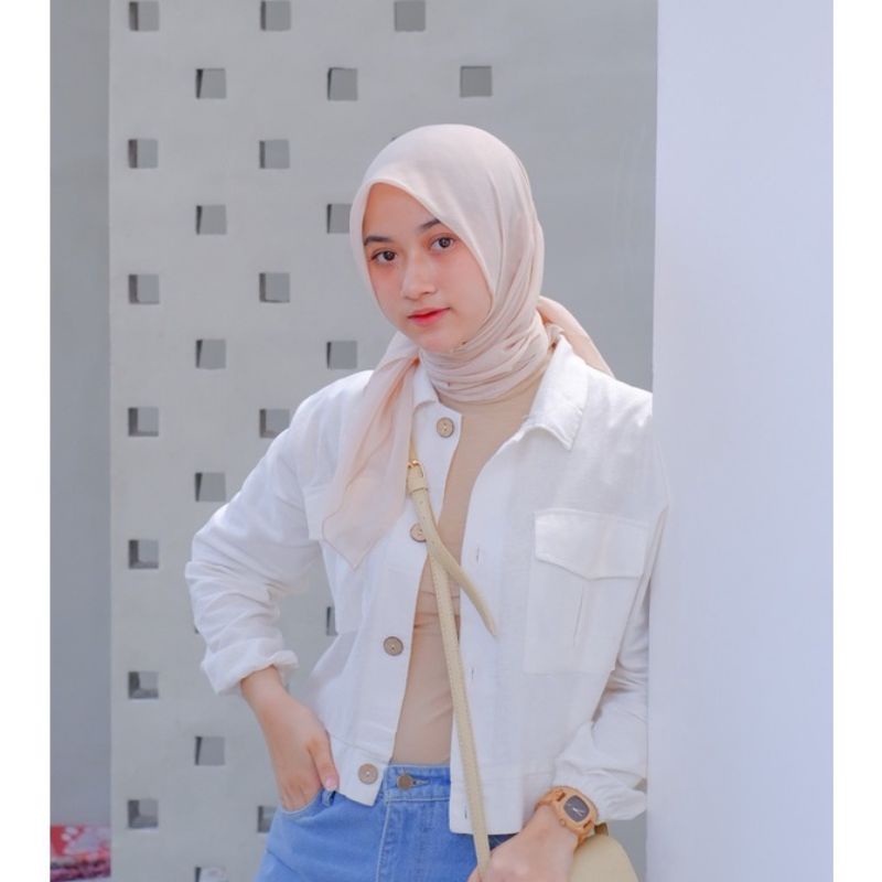 Outer Linen - Kemeja Linen - Jaket Linen - Atasan Wanita Kemeja Saku Kotak