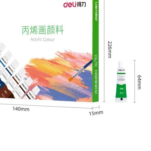 

Deli Acrylic Paint/Cat Akrilik Anak 24/36C Dapat Ditulis Di Kain 7391X - 12 WARNA 5ml