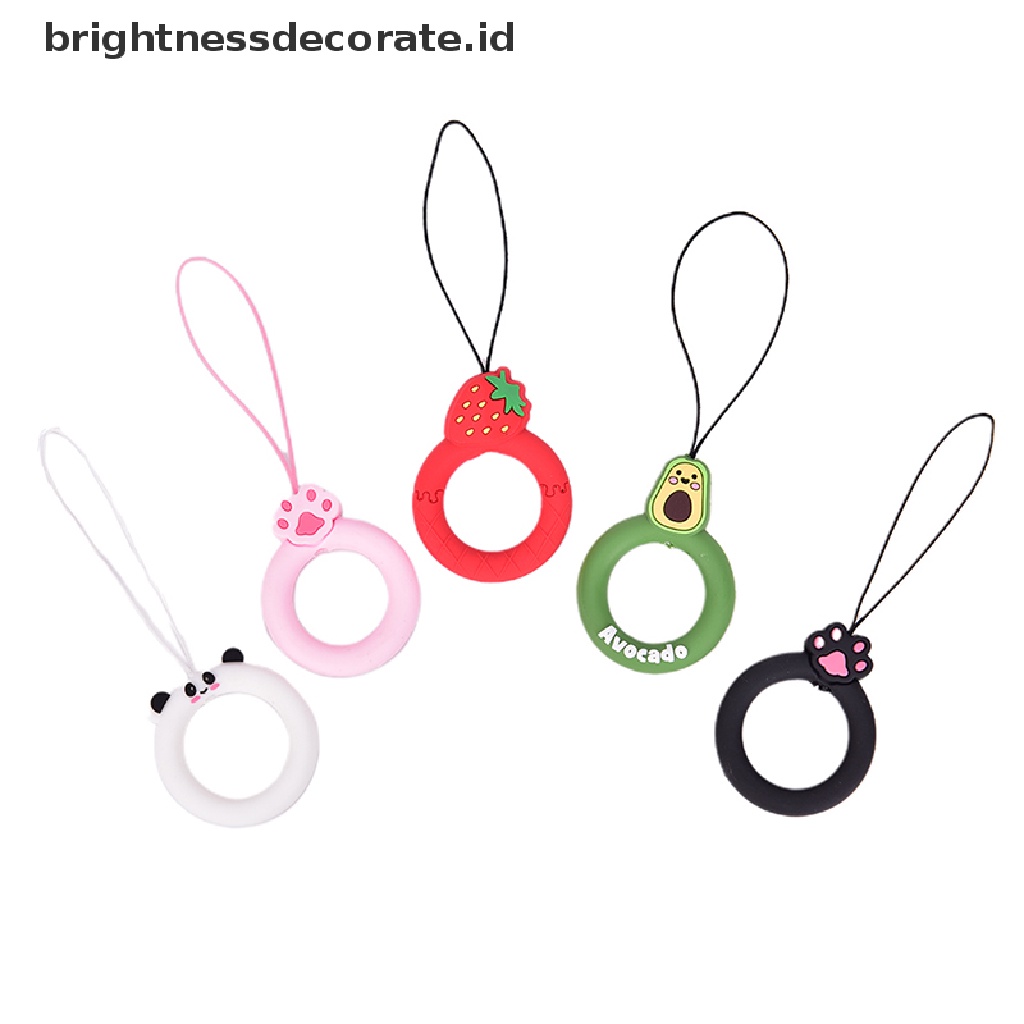 [birth] 3D Cartoon Anti-lost Universal Phone Short Lanyard Silicone Pendant Ring Strap [ID]