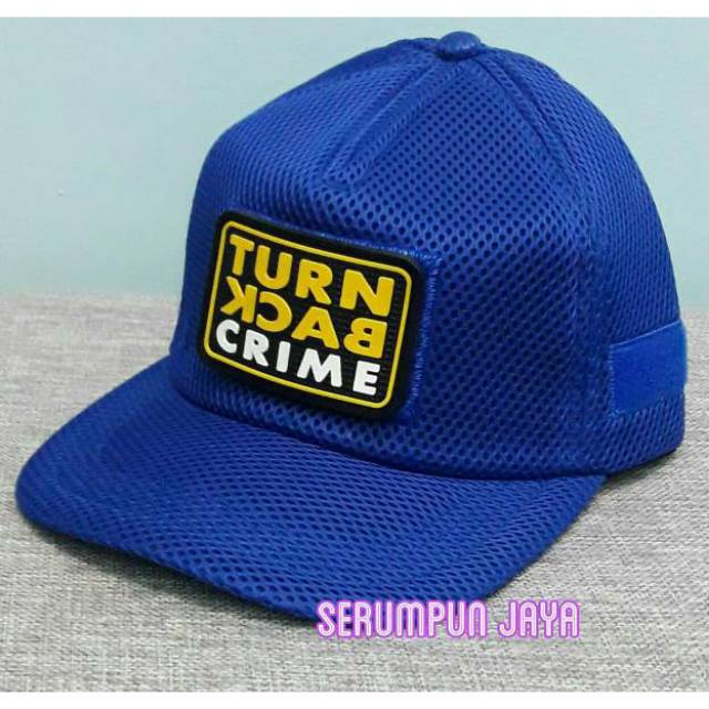 TOPI TURN BACK CRIME - TOPI TBC JARING VELCRO BIRU + PATCH