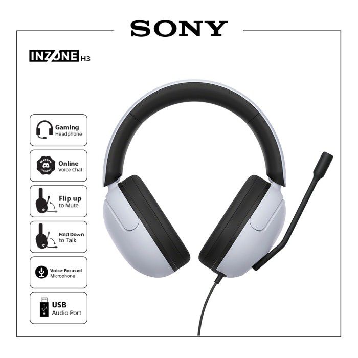 Sony INZONE H3 Headphone Gamid Wired - Garansi Resmi Sony Indonesia 1 Tahun