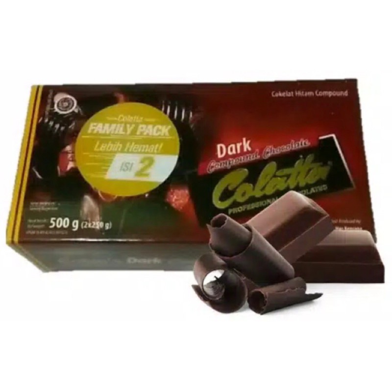 

Colatta Dark Chocolate Compound 500gr Family Pack isi 2( 2x250 gr ) COLOTTA DARK COMPOUND