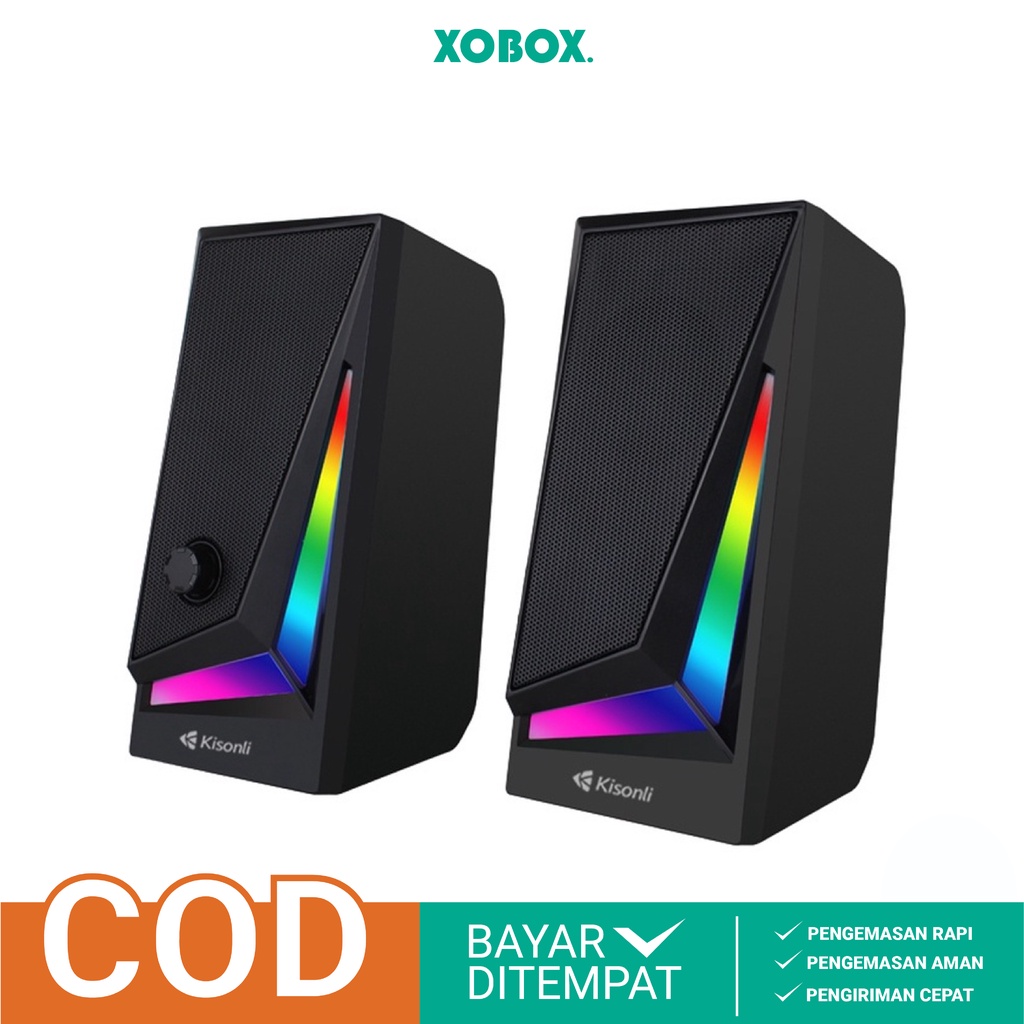 Speaker Aktif 2.0 Komputer Laptop Super Bass LED RGB Light kisonli-X1-RGB -XOBOX