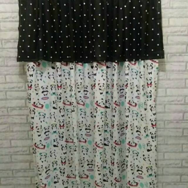 Gorden Karakter/ Gorden Anak/ Gorden Bahan Katun Panca motif Panda Smile