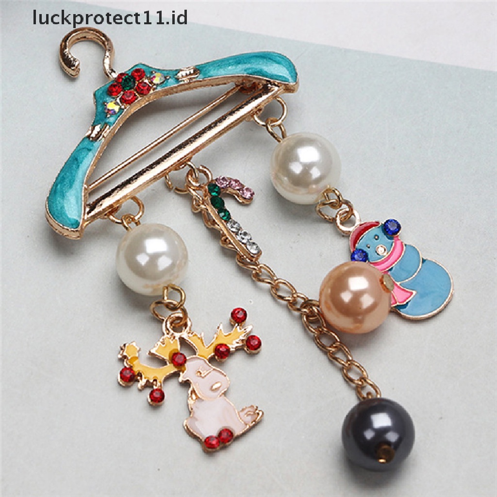 &lt; Luckprotect11. &lt; LuckproteksiBros Pin Motif Rusa / Snowman / Mutiara / Berlian Imitasi Untuk Wanita