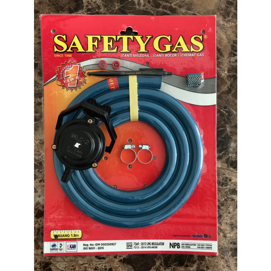 SELANG PAKET SAFETY REGULATOR GAS LPG KEPALA GAS KATSURA VKLC-2 SAFETY KAWAT BAJA