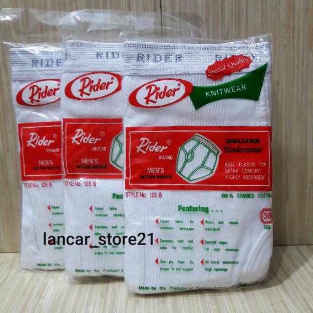 1PCS CELANA DALAM RIDER 125 B PRIA/CELANA DALAM PRIA/CELANA DALAM RIDER PRIA WARNA PUTIH)