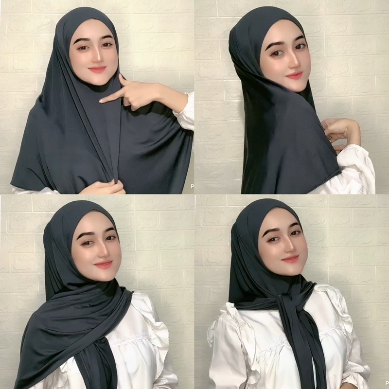 HIJAB JILBAB KERUDUNG SEGITIGA INSTAN OVAL BAHAN JERSEY