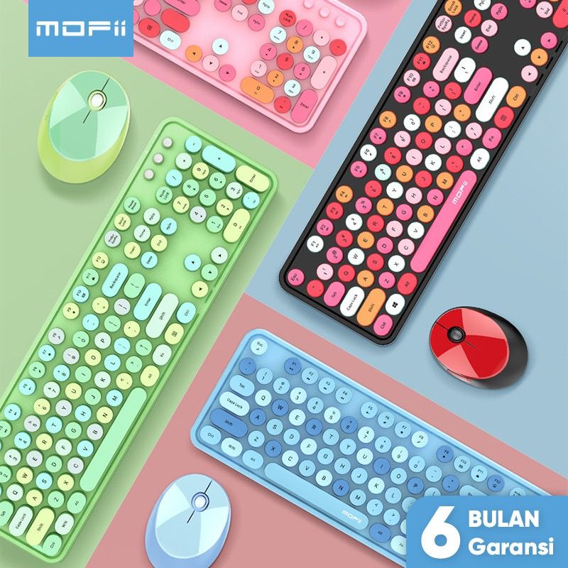 MOFii Keyboard Wireless Mouse Wireless Set Sweet Colorful - Garansi Resmi 6 Bulan