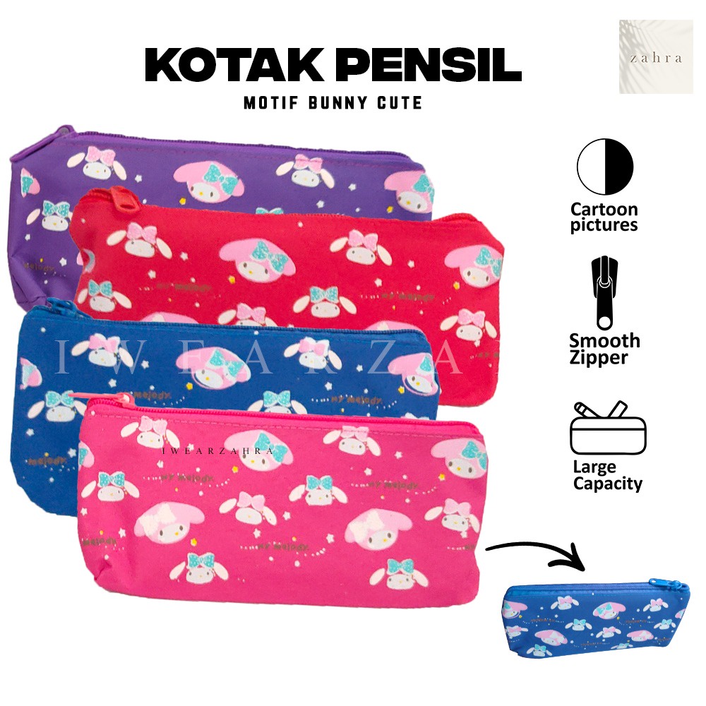 KOTAK PENSIL MEL0DY - Tempat alat tulis kantor sekolah simple praktis resleting waterproof motif lucu