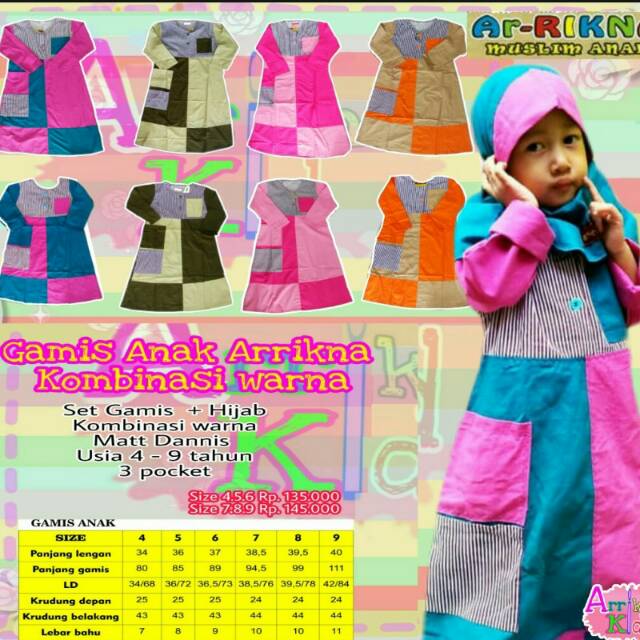 Gamis anak salur kombinasi