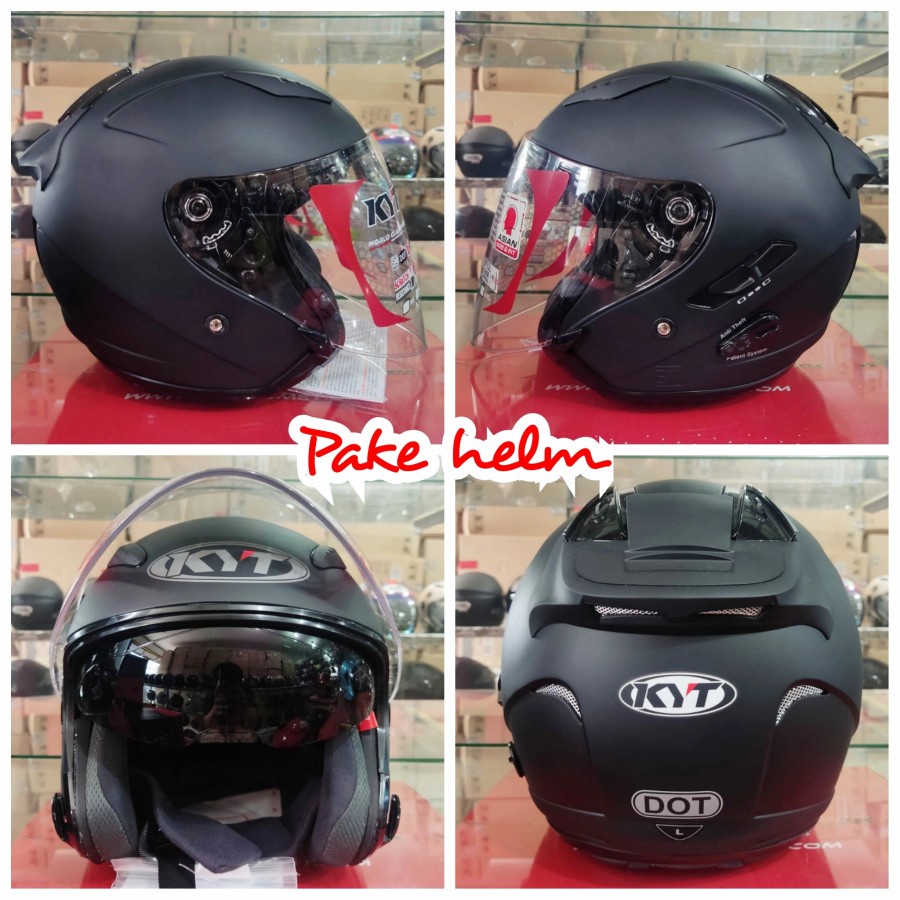 HELM KYT HALF FACE GALAXY FLAT UKURAN XL DAN XXL HALFFACE DOUBLE VISOR ORIGINAL 100%