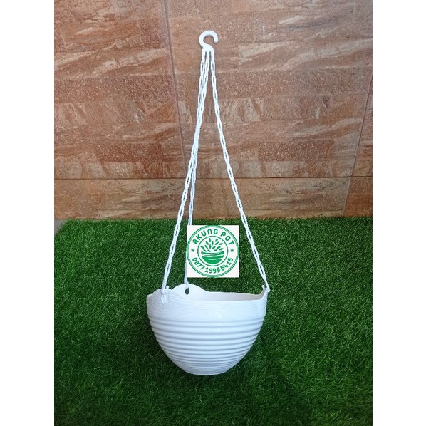 Pot Bunga Tanaman Gantung Gentong Putih