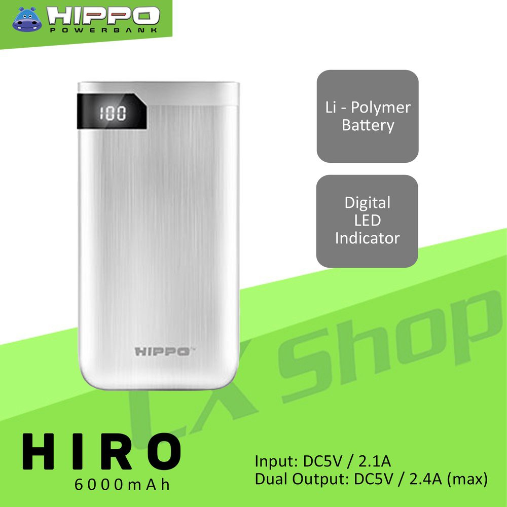 Hippo Power Bank Hiro 6000MAH Powerbank 6000 MAh Original Garansi Resmi Ori Hipo