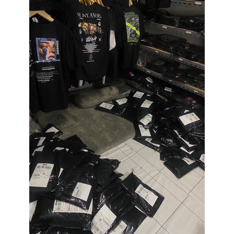 PAKET HEMAT 1 LUSIN / 12pcs / GROSIR KAOS ORIGINAL BRAND LOKAL BANDUNG ALIVE ANGEL / PAKET USAHA KAO