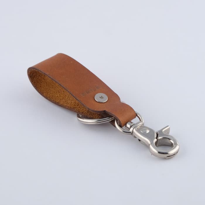 Gantungan kunci kulit sapi asli keychain tan hook silver - PHKC084