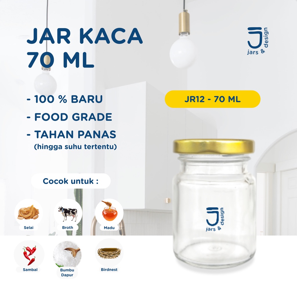 JR12 - Jar Kaca Bulat 70ml / Toples Kaca Bulat 70ml
