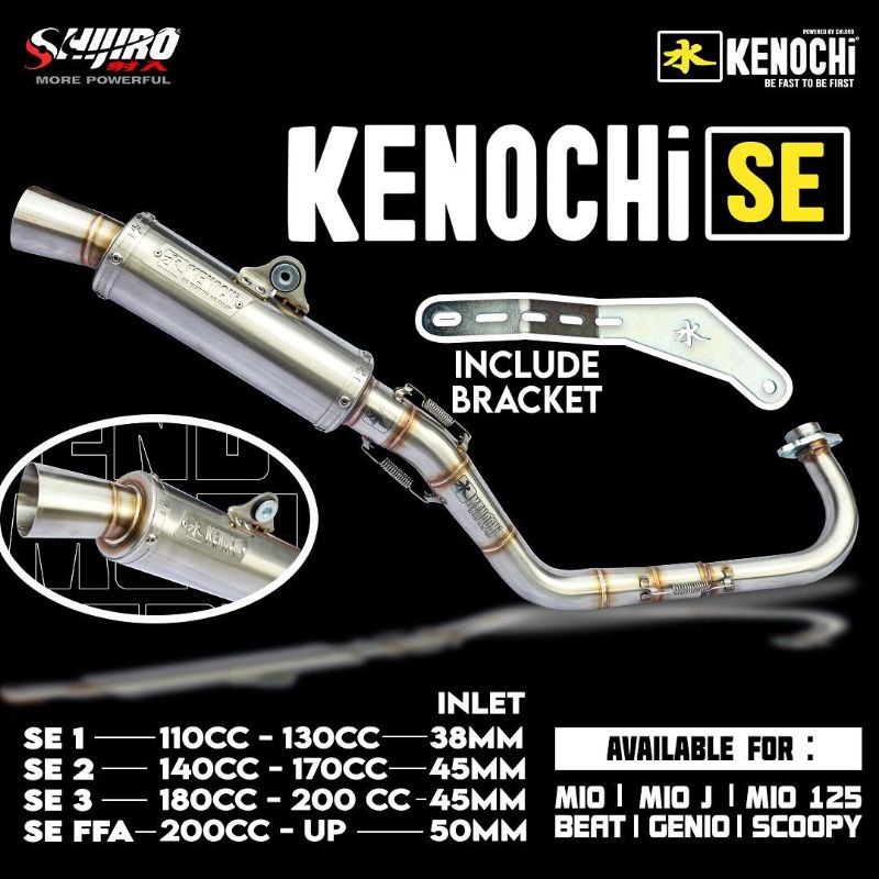 Knalpot Shijiro Kenochi Tipe SE Mio Beat Genio Scoopy Mio j Mio m3 inlet 38mm 45mm 50mm Original Shijiro Kenochi Racing