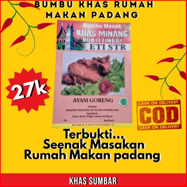 

Bumbu Ayam Goreng 250gram BUMBU ETI STR MINANG RUMAH MAKAN PADANG BUKITTINGGI