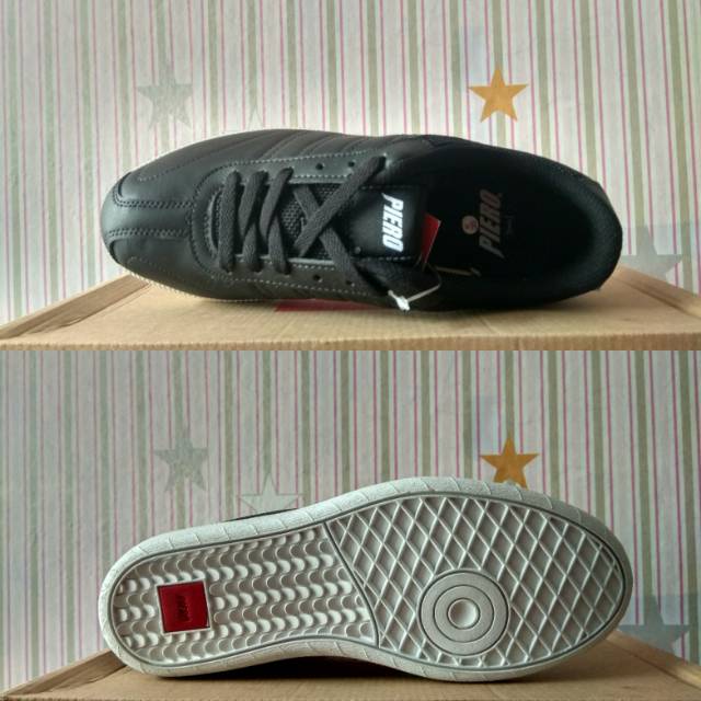 Sepatu sneakers casual Piero B-623 black white P50043 original