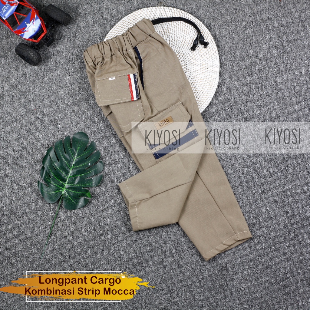 KIYOSIi Celana Chinos Cargo Jogger Sirwal Anak Unisex Outdoor Strip