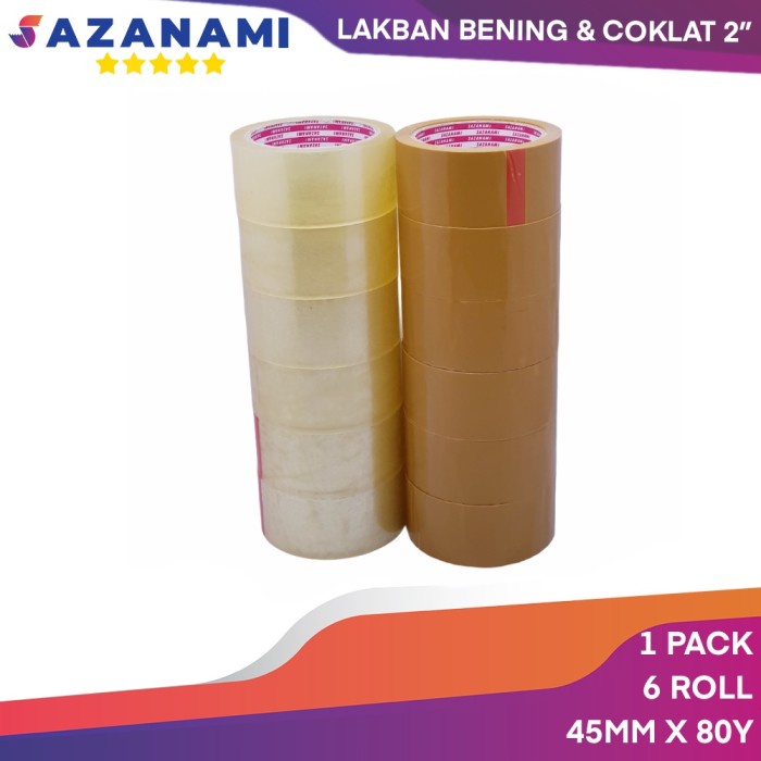 

perekat-pengikat- lakban bening 2" inch 80 yard sazanami opp tape isolasi selotip - cokelat muda