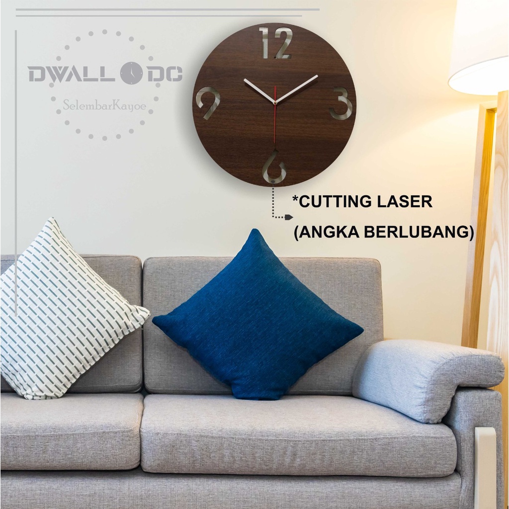 JAM DINDING KAYU BESAR 40 cm GARANSI 1 THN. [SWEEP MOVEMENT SERIES] - Jam Dinding Minimalis - Pvc Interior - Jam Dinding Middle Cutting Laser | AESTHETIC ART MINIMALIS | HIASAN DEKORASI | - by Selembarkayoe