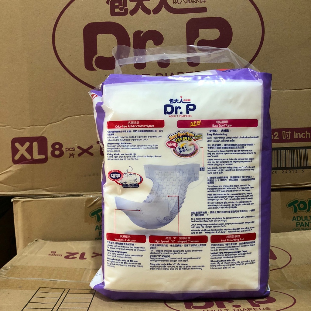 Dr. P DRP Popok Dewasa Tipe Perekat XL8 Dr.P Adult Diapers XL 8 Basic Pampes Orang Tua