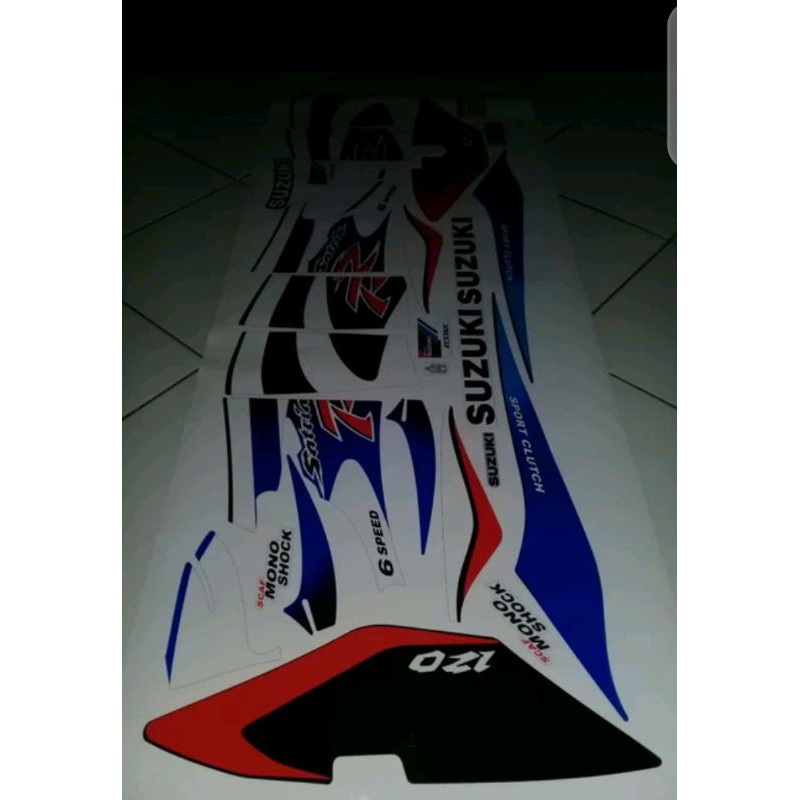 striping satria 120 ru lumba biru putih
