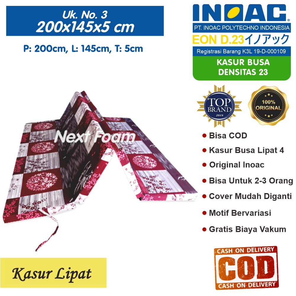 Kasur Busa Lipat Inoac Ukuran No 3  200x145x5 cm Tebal 5 cm EON D23 ORIGINAL INOAC Asli