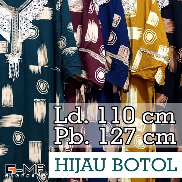 DASTER ARAB ZAHIRA LENGAN 3/4 | RESLETING DEPAN BUSUI | RAYON SANTUNG-HIJAU BOTOL