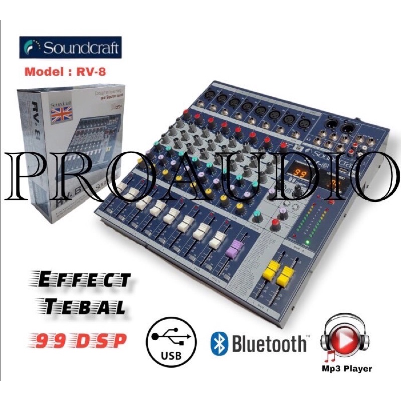 MIXER SOUNDCRAFT RV8 /RV 8 8CH USB MIXER AUDIO