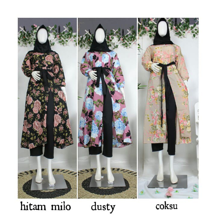 ONE SET CELANA ATHAVIA long tunik monalisa mix crepe