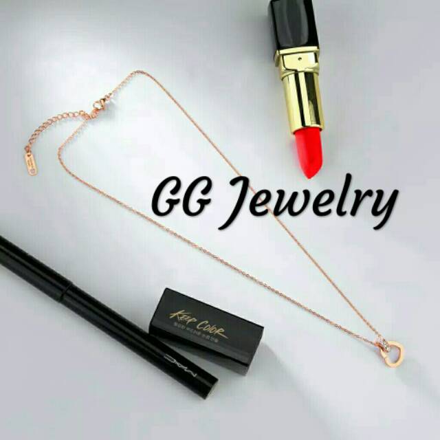 GG Kalung Love Ring Rantai Classic Titanium #KL-131A