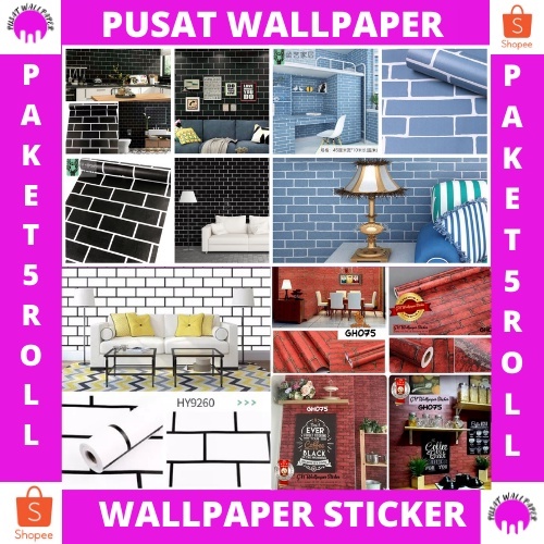 PAKET 5 ROLL BATA TERBARU Wallpaper Sticker Dinding Walpaper Stiker Ruang Tamu Walpeper Tembok Kamar Tidur Motif BATA HITAM Elegant PUSAT WALLPAPER