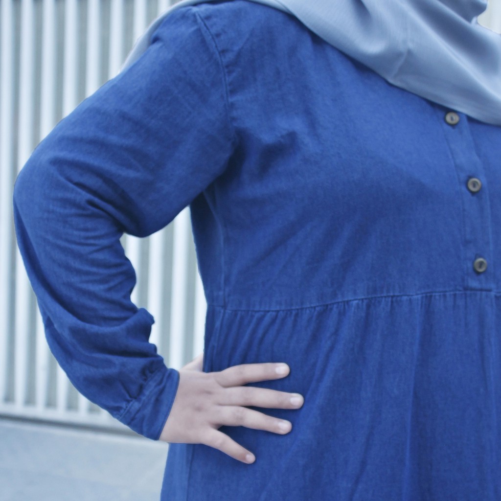 [JUMBO] Gamis Dress JEANS BIG size bahan jeans premium ukuran khusus jumbo-KOI-42