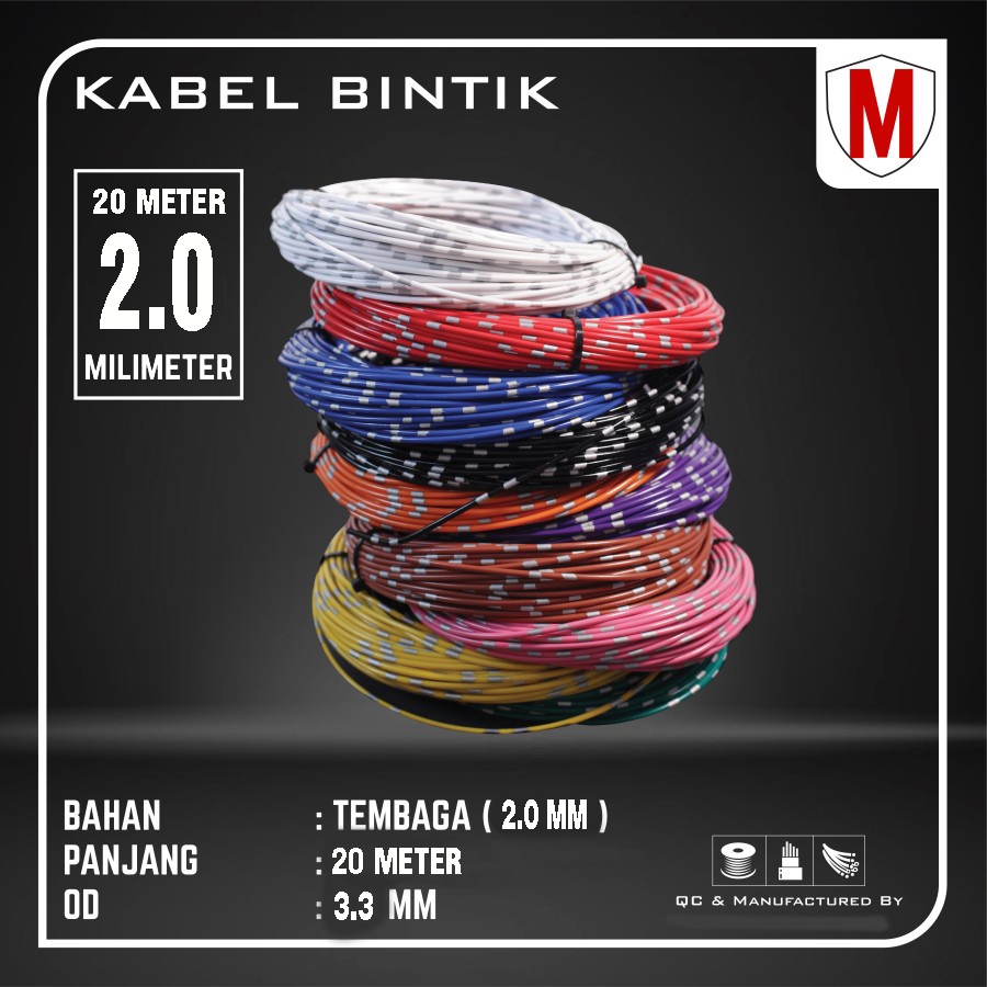 KABEL BINTIK OTOMOTIF 2MM x 20M KABEL BODY SERABUT TEMBAGA UNTUK MOBIL &amp; MOTOR