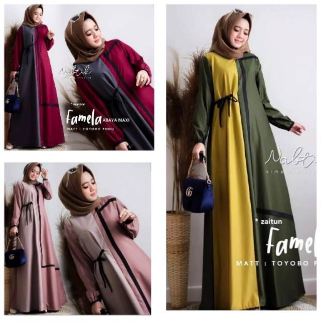 Baju gamis wanita terbaru model pesta kekinian moscrepe polos SHERINA MAXI LD100 size L syar'i