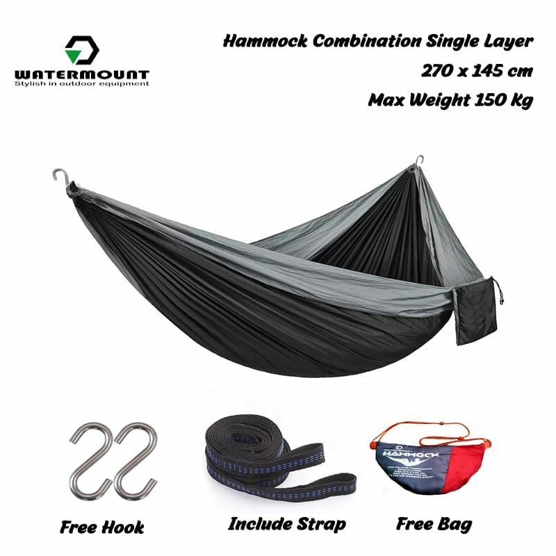 Hammock Ayunan Gantung Watermount 270x145cm free S hook &amp; Tas