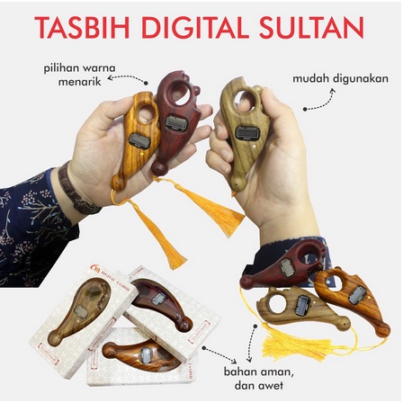 Tasbih Digital Sultan Alat Hitung Tahlil motif Kayu Premium Original Varian Warna