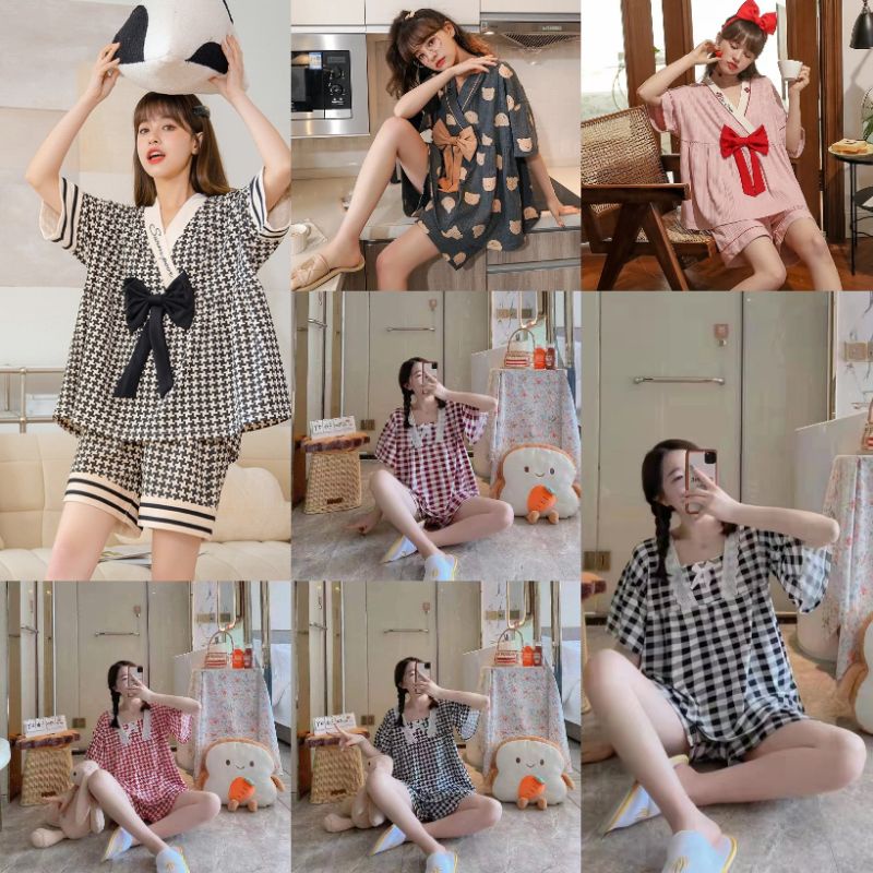 RULIF BAJU TIDUR WANITA PENDEK | SET HOTPANT PIYAMA KOREA | PIYAMA WANITA IMPORT PENDEK OVERSIZE