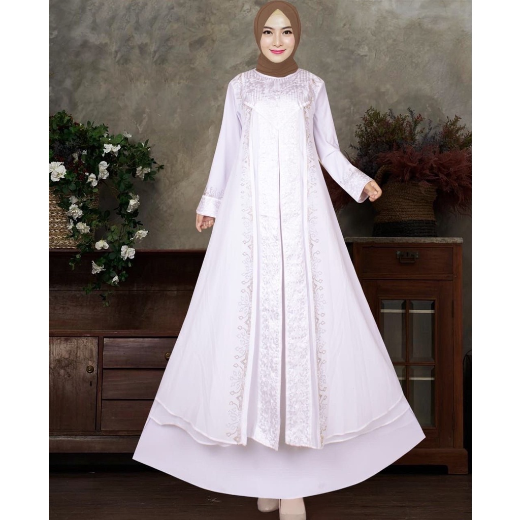 Gamis Abaya Turky Bordir Arab Terbaru Baju Lebaran HItam Gamis Bordir Putih abaya turky terbaru gami