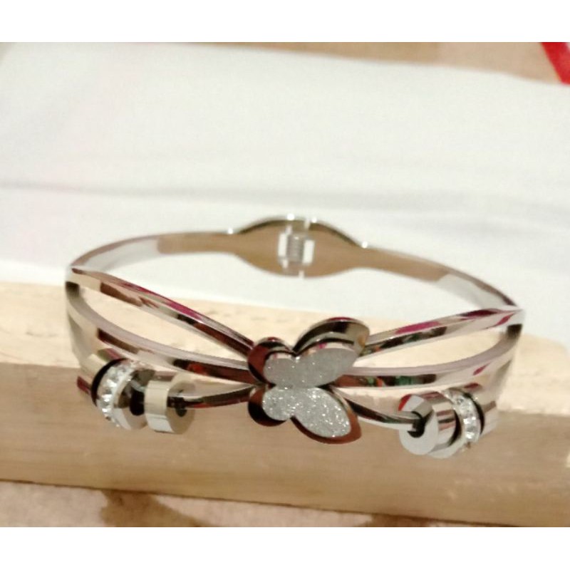 gelang titanium wanita / perhiasan wanita asli titanium