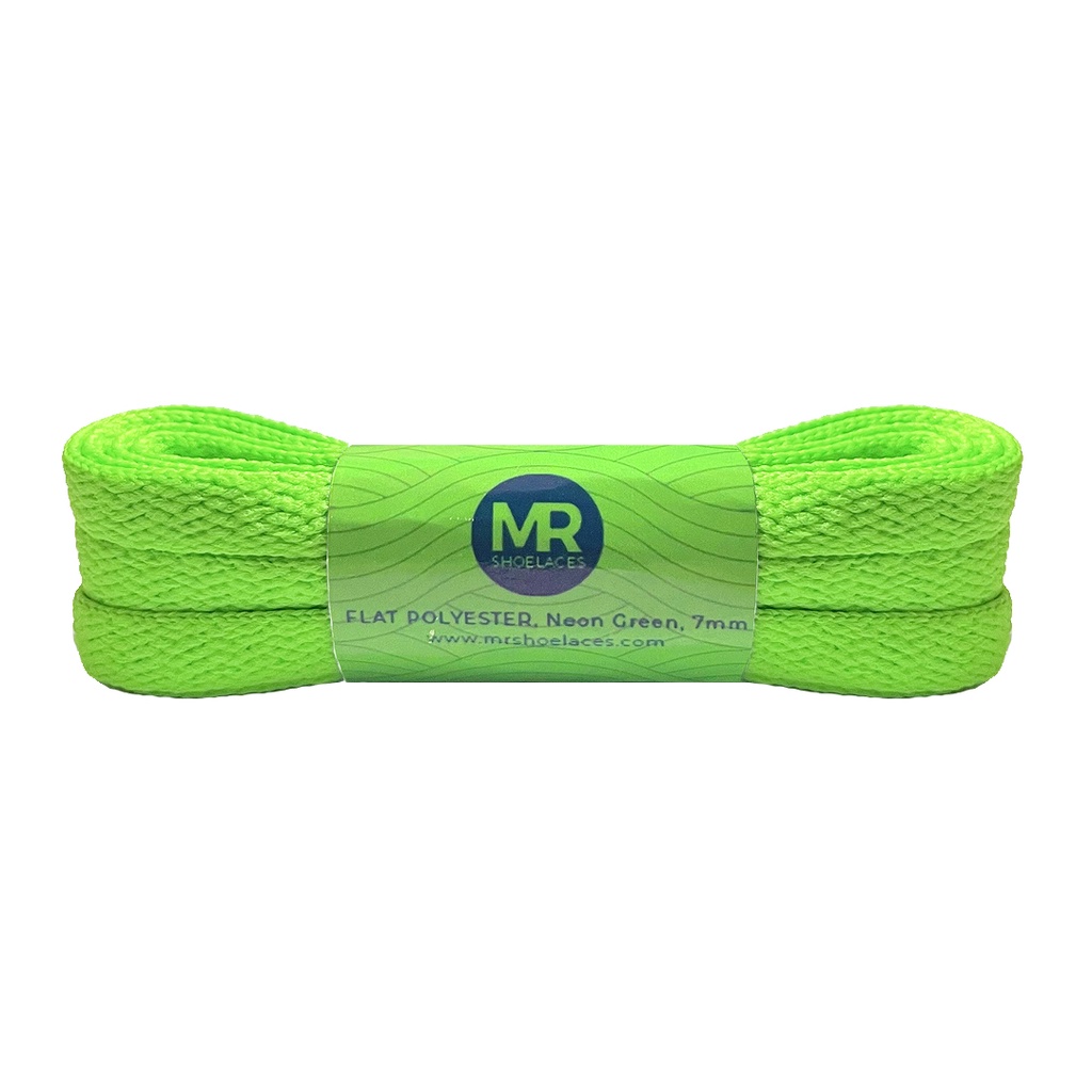 Original MR Shoelaces FP35 Hijau Menyala (Neon Green) Tali Sepatu Polyester Pipih Flat 7mm 80cm 90cm 100cm 120cm 130cm 150cm 180cm 200cm untuk Sneakers - Premium Shoelace Premium Shoelaces