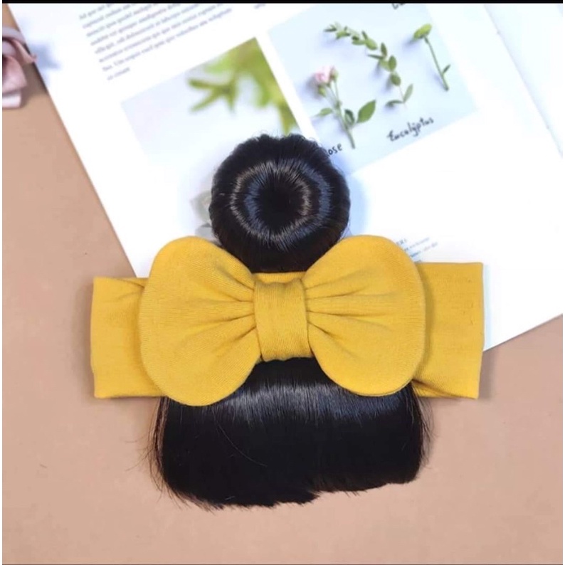 Headband Poni Wig 2in1 Plus Fun Bun Cepol / Hat Cap Aksesories Fashion Cute Baby