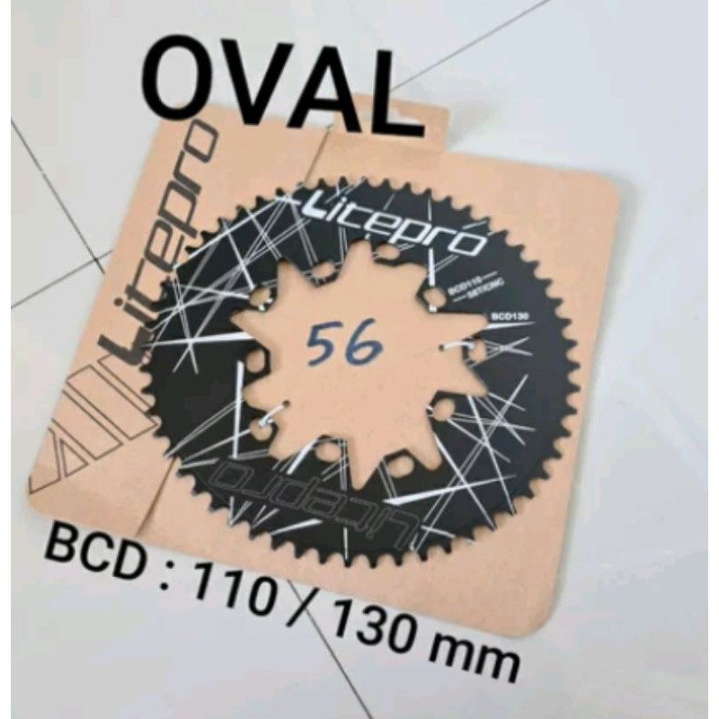 Chainring 52T 54T 56T 58T Litepro DOVAL double bcd 110 -130 mm chain ring bcd 110mm 130mm Oval Ouval